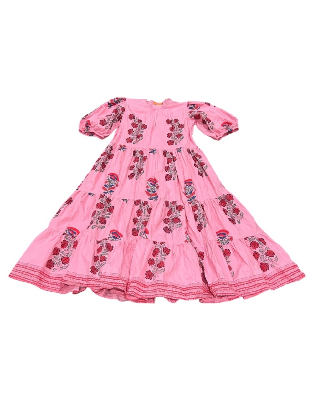 OLIPHANT Boca Pink Puff Sleeve Maxi Dress Women's Size XL Rose Floral Print - Picture 2 of 8